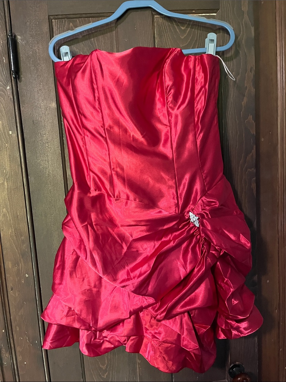 Gunne Sax Vibrant Red Satin Evening Dress